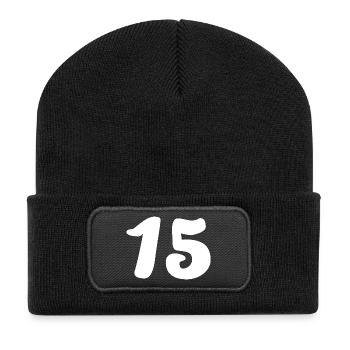 15. 15 ANS. 15e ANNIVERSAIRE. ANNIVERSAIRE 15 ANS. - Beanie recyclé à patch - noir - Devant