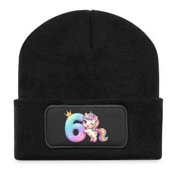I'm 6 Kawaii Unicorn Girl Birthday - Recycled Patch Beanie - black - Front