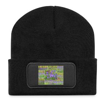 Purple Forest Wild Hyacinth Collage - Recycled Patch Beanie - black - Front
