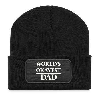 Worlds Okayest Dad Shirt Funny Fathers Day Gift - Recycelte Patch Beanie - Schwarz - Vorne