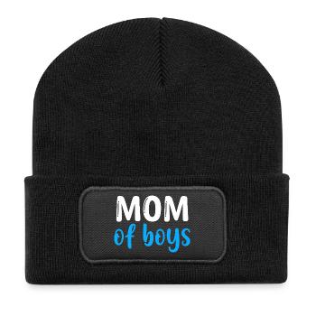 Mom of Boys - Best Mom - Mothers Day - Recycled Patch Beanie - black - Front