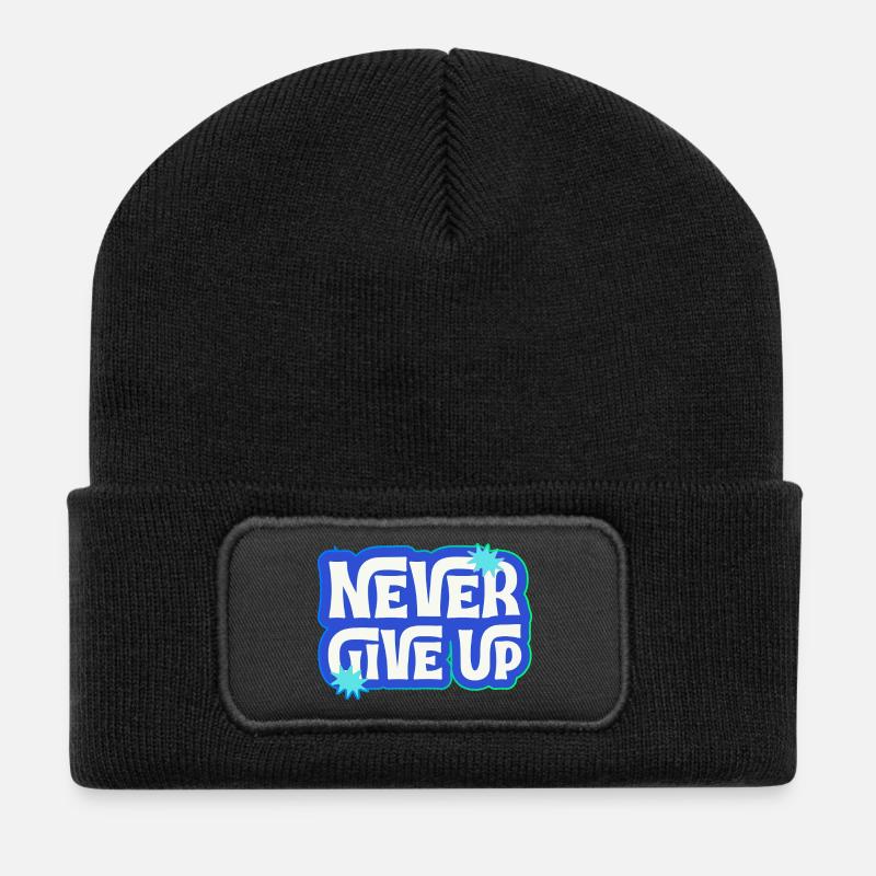 Gib niemals auf, du schaffst das! - Recycelte Patch Beanie - Schwarz