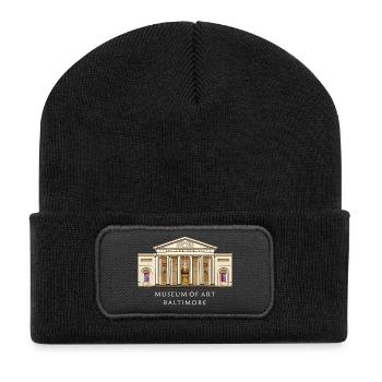 Baltimore Museum, hand-drawn illustration - Recycled Patch Beanie - black - Front