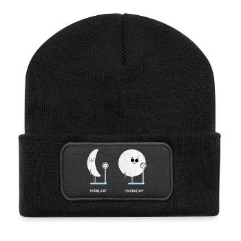 Lustige Mondphasen des Mondes Mondphasen Mondlicht - Recycelte Patch Beanie - Schwarz - Vorne