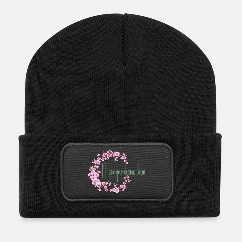 Lass deinen Traum erblühen - Recycelte Patch Beanie - Schwarz