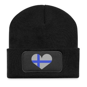 Finnish flag in the shape of a heart - Recycled Patch Beanie - black - Front