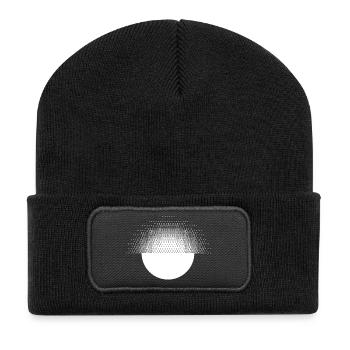 Geometrisches Sonnendesign - Recycelte Patch Beanie - Schwarz - Vorne