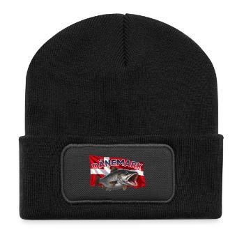 Trout Fishing Denmark - Fish Motif - Recycled Patch Beanie - black - Front