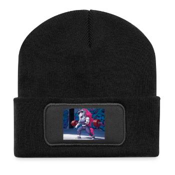 Powerful unicorn training - Recycled Patch Beanie - black - Front