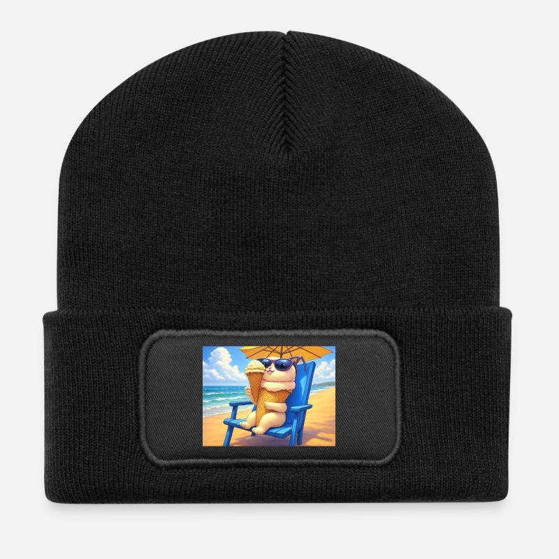 Strand Bunny Eiscreme Sonnenbrille - Beanie recyclé à patch - noir