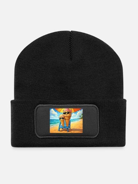 Glace en été - Beanie recyclé à patch - noir