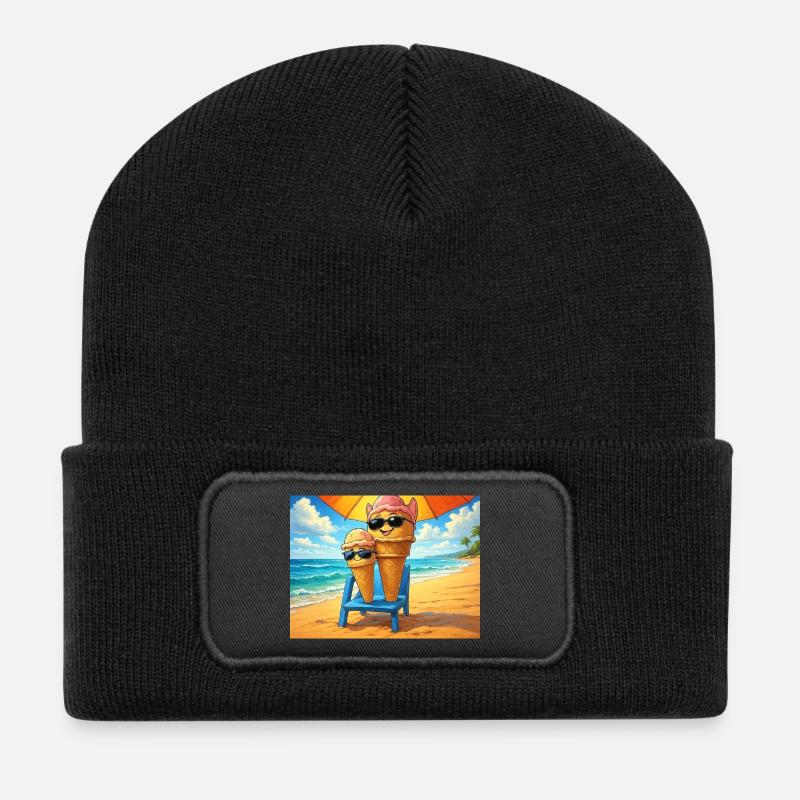 Glace en été - Beanie recyclé à patch - noir