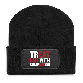 Treat Her With Compassion - Recycled Patch Beanie - black - Front