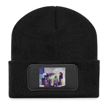 City in Muted Colors - Recycled Patch Beanie - black - Front