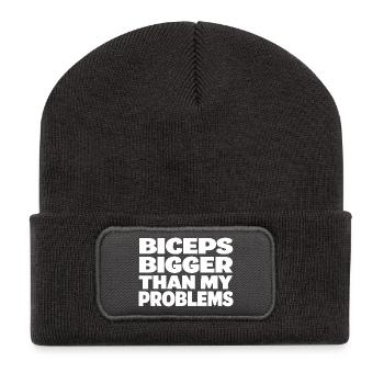 Chemise de fitness drôle pour biceps hommes de sport - Beanie recyclé à patch - charbon - Devant