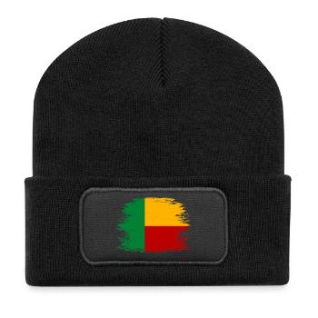 Benin_Flagge_used - Recycelte Patch Beanie - Schwarz - Vorne
