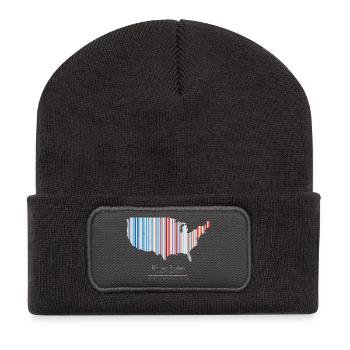 Vereinigte Staaten – Klimageschichte Erwärmungsstreifen Kartendruck - Recycelte Patch Beanie - Dunkelgrau - Vorne
