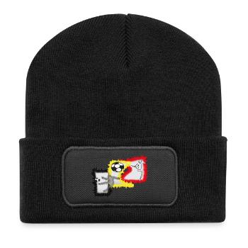 Kicker Fußball Stürmer  - Recycelte Patch Beanie - Schwarz - Vorne