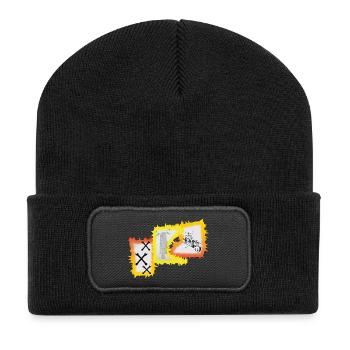Biker Motorrad Chopper  - Recycelte Patch Beanie - Schwarz - Vorne