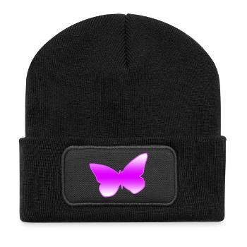 Schmetterling - Recycelte Patch Beanie - Schwarz - Vorne