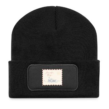 Amalfi Bay Boat Sketch - Recycled Patch Beanie - black - Front