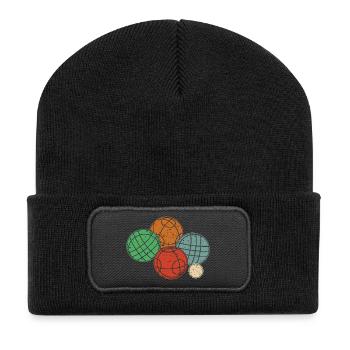 Boccia Und Petanque Grafik Bocciaset - Recycelte Patch Beanie - Schwarz - Vorne