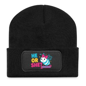 Gender Reveal He Or She Cousin To Bee Baby Shower - Recycled Patch Beanie - black - Front