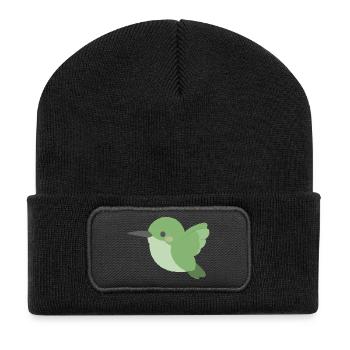 Colibri Vert Minimal - Beanie recyclé à patch - noir - Devant
