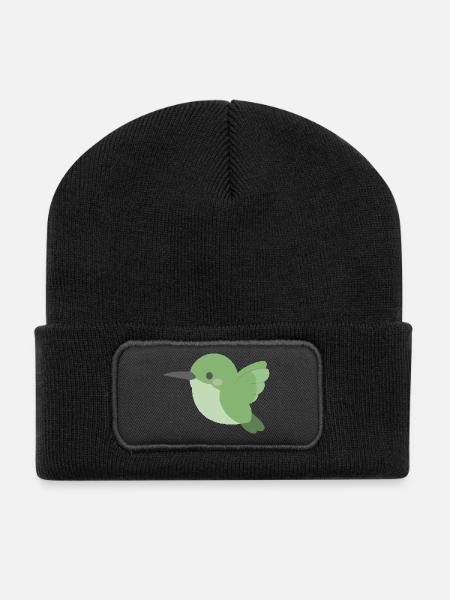 Green Hummingbird Minimal - Recycled Patch Beanie - black