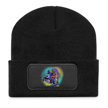 Dynamic Warrior in Pop Art Style - Recycled Patch Beanie - black - Front