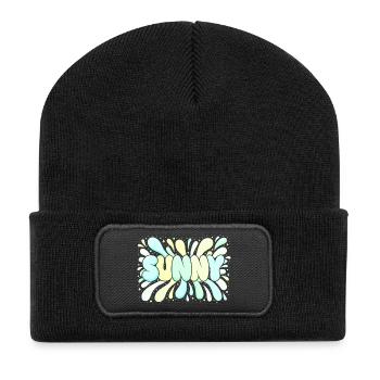 Helle Pastellsonne - Recycelte Patch Beanie - Schwarz - Vorne