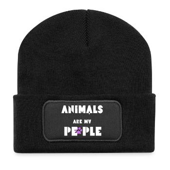 Les animaux sont mon peuple - Beanie recyclé à patch - noir - Devant