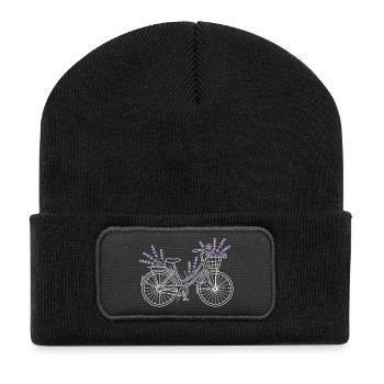 Fleurs de vélo lavande vintage - Beanie recyclé à patch - noir - Devant