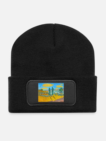 Paysage toscane - Beanie recyclé à patch - noir