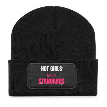 Hot Girls Have Standards Trendy Saying Women - Recycled Patch Beanie - black - Front