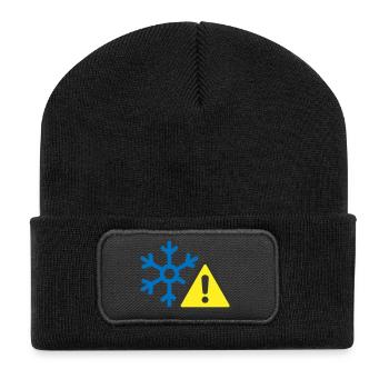 Avertissement de froid Icône solide Symbole de givre - Beanie recyclé à patch - noir - Devant