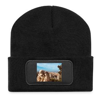 Classic sculpture over the city - Recycled Patch Beanie - black - Front
