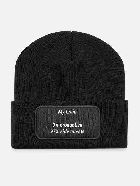 Mein Gehirn: Nebenquests - Recycelte Patch Beanie - Schwarz