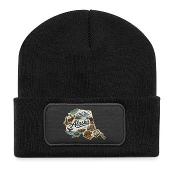 Alaska State Vintage Reise-Souveniraufkleber - Recycelte Patch Beanie - Schwarz - Vorne