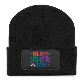 In my Crocheting Era - Recycled Patch Beanie - black - Front