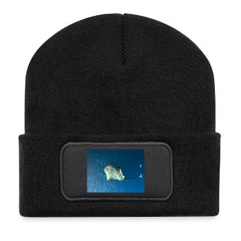Deep Sea Manta in the Blue Ocean - Recycled Patch Beanie - black - Front