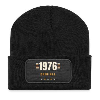 1976 Original Jahrgang Retro 50. Geburtstag Gesche - Recycelte Patch Beanie - Schwarz - Vorne