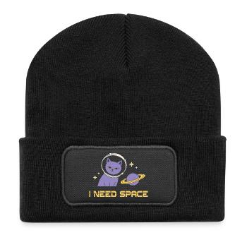 Space Cat – I Need Space - Recycled Patch Beanie - black - Front