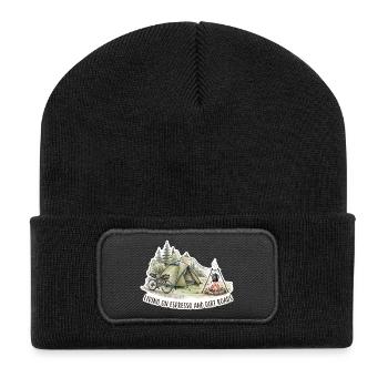 Living on Espresso & Dirt Roads - Recycled Patch Beanie - black - Front