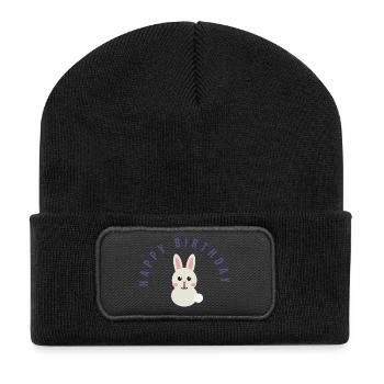 HAPPY BIRTHDAY. HAPPY BIRTHDAY. ANNIVERSARY. - Recycled Patch Beanie - black - Front