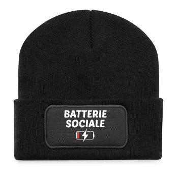 Batterie sociale à 0% - Beanie recyclé à patch - noir - Devant