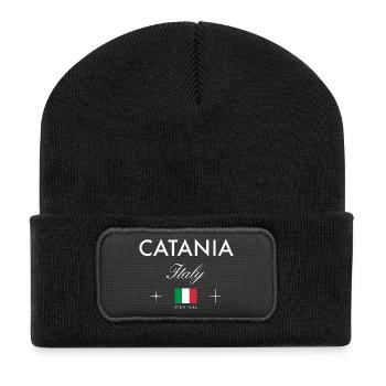 Catania Sicily Coordinates Travel Souvenir - Recycled Patch Beanie - black - Front