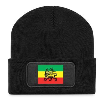 Haile Selassie I Jah Rastafari Rasta Reggae Racines - Beanie recyclé à patch - noir - Devant