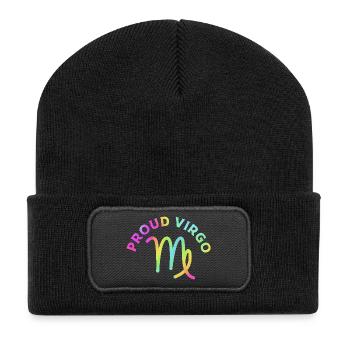 Sternzeichen Jungfrau - Recycelte Patch Beanie - Schwarz - Vorne