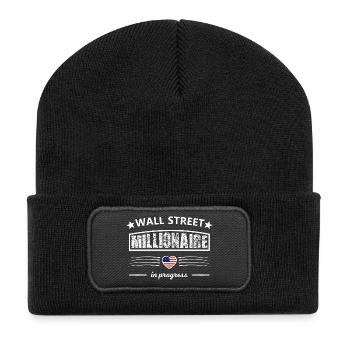 Wall Street Millionär in Bau - Recycelte Patch Beanie - Schwarz - Vorne